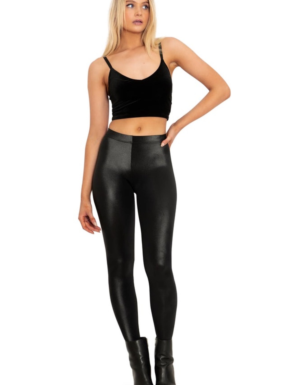 Blackmilk “Wet” Black Shiny High-Waist Leggings